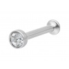 Titánový Wildcat micro labret strieborný s kamienkom, 1,2x6x3mm