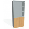 Policová skriňa Drive, 80x185x42 cm, buk/sivá