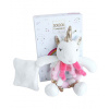 Doudou Darčeková sada - Plyšová hrkálka jednorožec 17 cm Doudou et Compagnie Paris