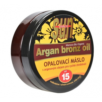 Opaľovacie maslo s arganovým olejom pre rýchle zhnednutie SPF 15 VIVACO 200 ml