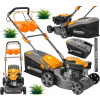 Benzínová kosačka Powermat pohon kolies šírka kosenia 40 cm objem motora 149 cm³ objem koša 40 l