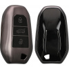Silikónový obal na autokľúč Peugeot / Citroen (3-tlačidlový) – Keyless GO – Matt – čierna