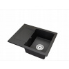 Granitový kuchynský drez čierna 47,4 × 58,4 cm, 1 misa s odkvapkávačom + sada sifónu