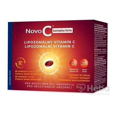 Novo C Komplex Forte Lipozomálny Vitamín C + Vitamín D3 + Zinok 60 kapsúl s extraktom zo šípok a citrusovými bioflavonoidmi