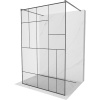 Mexen Kioto, sprchová zástena Walk-In 100 x 200 cm, 8mm sklo čierny vzor, grafitový profil, 800-100-002-66-78