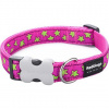 Obojok RD 25 mm x 41-63 cm - Stars Lime on Hot Pink
