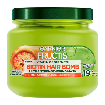 Garnier Fructis Vitamin Strength Biotin Hair Bomb posilňujúca maska na slabé vlasy so sklonom k vypadávaniu 320 ml