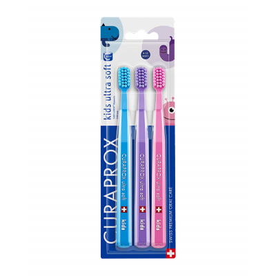 Zubná kefka CURAPROX CS5500 ultra soft kids, 3 KS - Modrá, fialová, ružová
