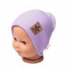 Baby Nellys Rebrovaná dvojvrstvová čiapka s lemom - lila 92-98 (18-36m)