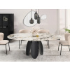 CatN Okrúhly rozkladací jedálenský stôl AMIL sivo-zlatý mramor + čierna