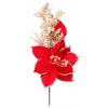 Vetvička MagicHome Vianoce, s kvetom poinsettia, červeno-zlatá, 31 cm
