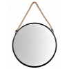OKRÚHLE ZRKADLO 40 cm ČIERNE na povraze