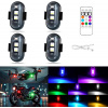 4ks Bezdrôtová LED stroboskopická lampa Silná 8Farba USB