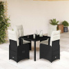 5dílný zahradní bistro set s poduškami černý polyratan Černý 3276989