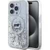 Karl Lagerfeld Liquid Glitter Choupette Head MagSafe zadný kryt pre iPhone 15 Pro Max Transparent
