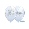 Balón pastel 28 cm - SVADOBNÝ PÁR MEDVEDÍKOV - biely, 6 ks