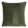 Ženilková obliečka na vankúš so zamatovým prúžkom CARLA - olivovozelená