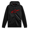 mikina AGELESS ZIP HOODIE 3, ALPINESTARS (černá/červená) S