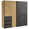 Carryhome SKRIŇA S POS. DVER. – HOR.VED, tmavosivá, dub artisan, 170/200/61 cm - Skrine - 000687045702