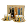 Porcelánové šálky na kávu a čaj s tanierikmi DUO ANIMALS KOCÍ SVET PARTY 230 ml 2 ks.