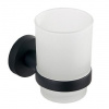 Aqualine Samba - Pohárik na kefky a pastu s držiakom, mliečne sklo/matná čierna SB204