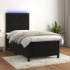 vidaXL Posteľ boxsping s matracom a LED čierna 90x190 cm zamat - Čierna - 116278-194257