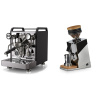 Rocket Espresso Mozzafiato FAST V, black + Eureka Mignon Single Dose, Chrome & Oak