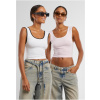 Ladies Contrast Cropped Top - blushedrose/white+white/black 5XL