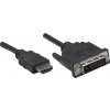 Manhattan HDMI / DVI kabelový adaptér Zástrčka HDMI-A, DVI-D 24 plus 1pol. Zástrčka 1.00 m černá 322782 HDMI kabel