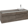 VILLEROY & BOCH Legato závesná skrinka pod umývadlo na dosku (umývadlo vpravo), 4 zásuvky, s LED osvetlením, 1600 x 500 x 550 mm, Stone Oak, B598L0RK