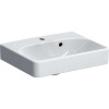 Geberit Smyle Square malé umývadlo 450x360mm, s otvorom pre bat. asymetrický prepad, Biela GEB 500.222.01.1