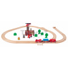 Drevená vláčikodráha s požiarnou stanicou Train Set Firestation Eichhorn s vlakom 33 dielov 235 cm dĺžka koľajníc