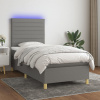 Box spring postel s matrací a LED tmavě šedá 90x190 cm textil Šedá 3135478