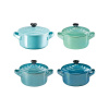 Le Creuset - set 4 mini hrncov/pekáčov 10x5cm, 0,2l modro-zelená metallic