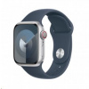 APPLE Watch Series 9 GPS + Cellular 41mm Silver Aluminium Case with Storm Blue Sport Band - M/L