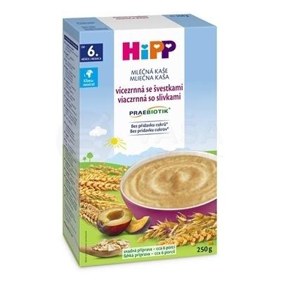 HiPP Mliečna kaša Praebiotik Viaczrnná so slivkami (od ukončeného 5. mesiaca) 250 g detská instantná kaša