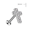 Piercing do ucha křížek se zirkony z chirurgickej ocele