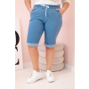 Kesi Dámske krátke rifľové nohavice – modré, plus size, elastický pás Farba: Modrá, Veľkosť molet: 3XL