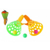 Teddies Catch ball hra/chytání míčku 2ks plast 19cm + 3 míčky v síťce