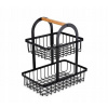 Košík na ovocie, 2-poschodový, kovový, čierny s drevenou rúčkou
