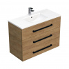 Swiss aqua technologies Koupelnová skříňka s černou úchytkou a umyvadlem SAT Cube Way 100x71x46 cm dub Hickory mat CUBE46C1003DHMOD