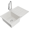Mexen Bruno, 1-komorový granitový drez 795x495x200 mm a drezová batéria Elia, biela, 6513-20-670101-00