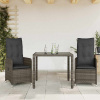 3dílný zahradní bistro set s poduškami šedý polyratan Šedá 3277031