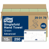 290179 - H3 - Tork Singlefold utierky na ruky 2-vr, 15 x 250 ks, recykel zelená, cena za balenie 3750 ks