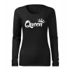 DRAGOWA Slim dámske tričko s dlhým rukávom queen, čierna 160g/m2 - XS