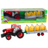 LEAN TOYS Veľký traktor s prívesom a balíkmi sena – červená