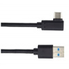 PremiumCord Kabel USB typ C/M 1 m, Kabel USB typ C/M zahnutý konektor 90° - USB 3.0 A/M 1 m KU31CZ1BK