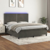 vidaXL Posteľ boxsping s matracom a LED tmavosivá 160x200 cm zamat - Sivá - 18869-160444