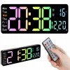 LED digitálne stolové hodiny napájané cez USB, viacfarebné, 38 cm