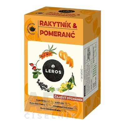 LEROS ČAJOVÁ CHVÍĽKA RAKYTNÍK & POMARANČ bylinný čaj aromatizovaný, nálevové vrecká 20x2 g (40 g), 8594740103401